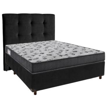 Imagem de Cama + Box Preto e Colchão Ortobom D33 Casal - Iso100 + Cabeceira