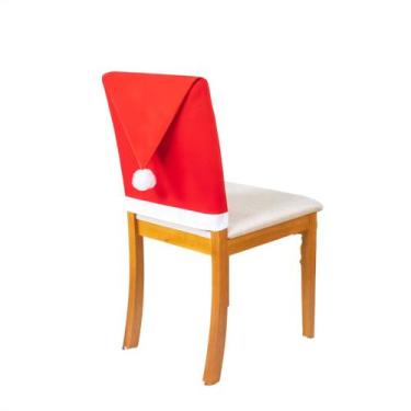 Imagem de kit 8 Capas de Encosto para Cadeira de Natal em Veludo  Gorro Noel - C
