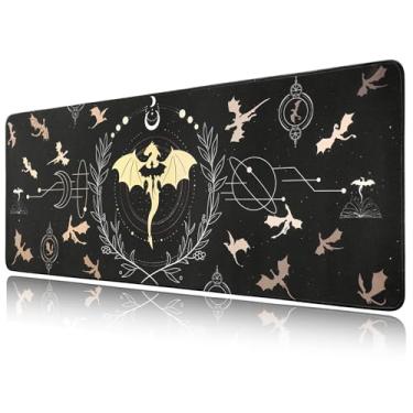 Imagem de Mouse pad dourado dragão, mouse pad grande legal para jogos, 80 x 30 x 0,3 cm de comprimento com base de borracha antiderrapante (dragão dourado)