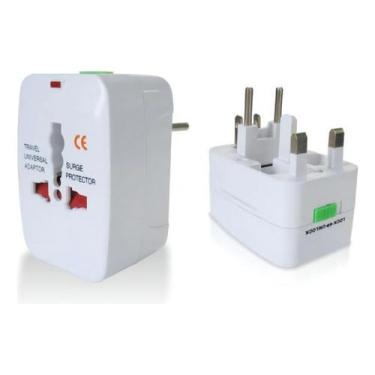 Imagem de Kit 2 Adaptador USB Tomada Universal Com 2 USB Padrão Internacional, Mais de 150 Países, Para Viagem, Bivolt, EUA, UK, Asia, AU, Europa