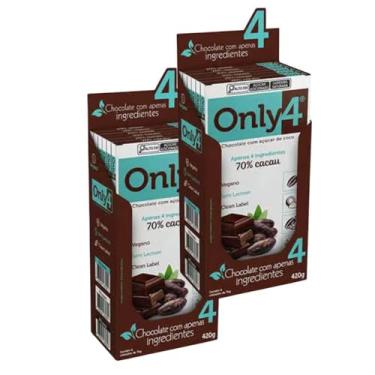 Imagem de Chocolate Vegano Sem Lactose Only4 70% cacau - 2 Caixas com 6 barras de 70g