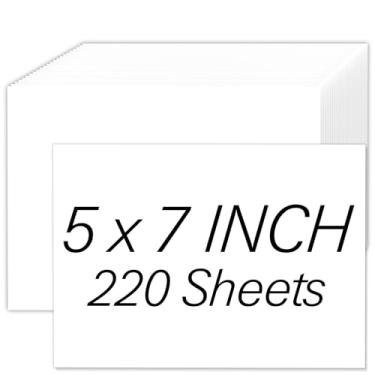 Imagem de Papel cartolina 220 folhas, 12 x 17 cm, papel branco para impressora 12 x 18 cm, cartolina grossa de 200 g/m², cartolina imprimível 12 x 17 cm para artesanato faça você mesmo, cartões comemorativos