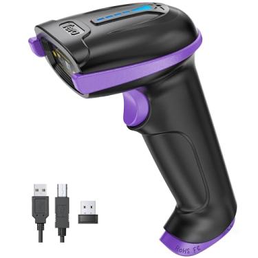 Imagem de Tera Scanner de código de barras sem fio versátil 2 em 1 (2,4 GHz sem fio + USB 2.0 com fio) com indicador de nível de bateria, distância de transmissão de 328 pés recarregável 1D leitor de código de