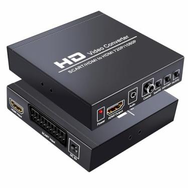 Imagem de GRACETOP Conversor SCART para HDMI para conversor Scart 1080P, conversor de vídeo HD com escalador de vídeo PAL/NTSC, 1080P/720P, saída de áudio coaxial de 3,5 mm para TV e leitor de DVD