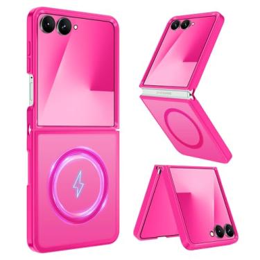 Imagem de Casewind Capa magnética para Galaxy Z Flip 7 [compatível com Magsafe] [proteção militar contra quedas de 4,6 m] Capa protetora feminina fina translúcida fosca à prova de choque para Samsung Z Flip 7