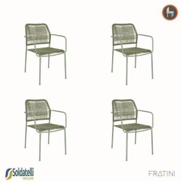 Imagem de Kit 4 Cadeiras Outdoor Empilhável Copacabana Aço Carbono Trama em Cord