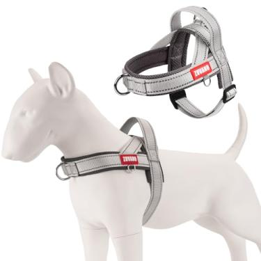 Imagem de Peitoral Buddy Medium Dog Vest for Puppy Soft No-Pull No-Escape Front Clip Dog Harness – Colete acolchoado refletivo ajustável com alça e fivela de liberação rápida, cinza, P