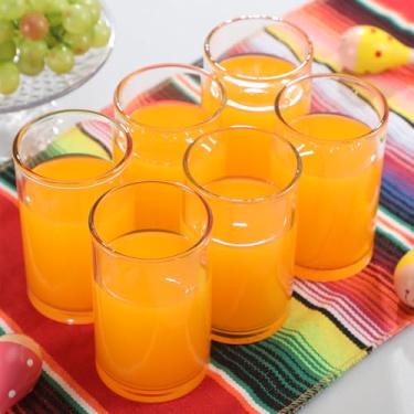 Imagem de Skylety Conjunto de 6 copos mexicanos soprados à mão com 6 copos transparentes naturais de 400 ml, copos mexicanos de suco reciclado para cozinha lavável na máquina de lavar louça