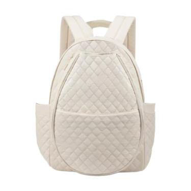 Imagem de rockible Bolsa de tênis para pickleball, badminton, mochila prática com alças ajustáveis de grande capacidade, Branco