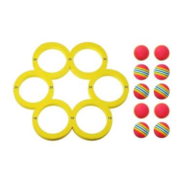 Imagem de rockible Brinquedos para jogo de arremesso de piscina, anel flutuante de espuma, jogo de piscina para entretenimento aquático e diversão de verão, 10 Bolas
