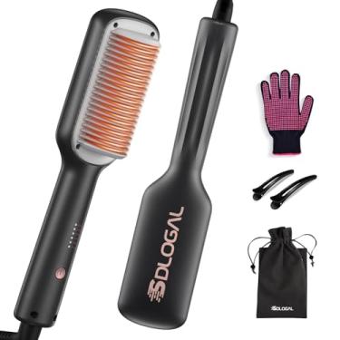 Imagem de SDLOGAL Escova alisadora de cabelo, pente alisador com 5 temperaturas e aquecimento rápido, estilo salão fácil e rápido, além de voltagem dupla para viagens