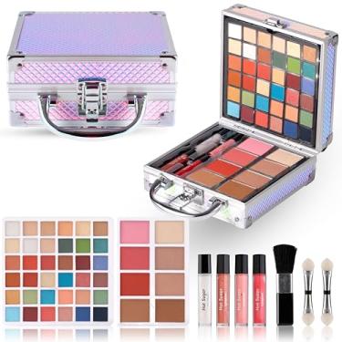 Imagem de Hot Sugar Kit de maquiagem para meninas de 4 a 6 anos, 7 a 8 anos, 10 a 12 anos, kit de maquiagem para meninas de 13 a 15 anos, inclui pincel bronzeador para sombra, brilho labial, blush (sereia)