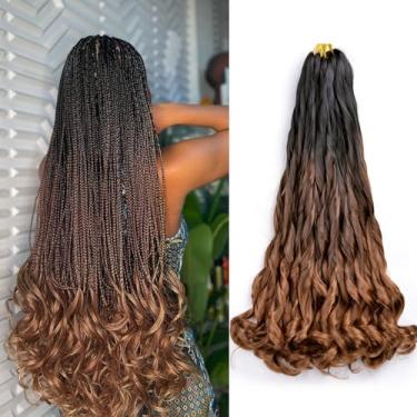 Imagem de Vitorish Cabelo trançado encaracolado francês 55 cm solto ondulado 8 pacotes de extensões de cabelo trançado saltitante 75 g/pacote cabelo sintético de crochê para mulheres negras (55 cm, 8 pacotes