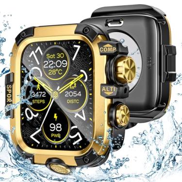 Imagem de [2 em 1] Capa Goton para Apple Watch Série 10 (2024) 46 mm com protetor de tela de vidro temperado à prova d'água, proteção de 360° de metal resistente e amortecedor de PC para iWatch, ouro de 46 mm