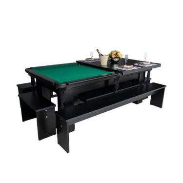 Imagem de Mesa de Sinuca e Jantar com 4 Bancos - 1,96x1,06 - Nelson Bilhares, Ve