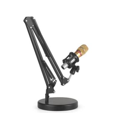 Imagem de Pedestal Articulado Base Redonda P/Microfone Dinâmico Sm58 - Aj Som Ac