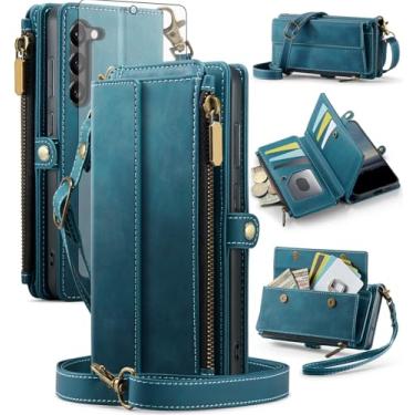 Imagem de Asuwish Capa de telefone para Samsung Galaxy S23 5G capa carteira com zíper protetor de tela e alça transversal alça flip bloqueio RFID suporte para cartão celular S 23 23S GS23 G5 SM-S911U 6,1