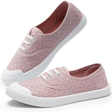 Imagem de Harvest Land Tênis feminino de lona, cano baixo, sem cadarço, feminino, moderno, tênis de caminhada, Flor rosa novo, 38