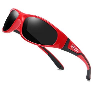Imagem de DUCO Óculos de sol esportivos polarizados para crianças, meninos, meninas, inquebráveis, juvenis, proteção UV400, idade 6-10 K001, K001-vermelho, One Size