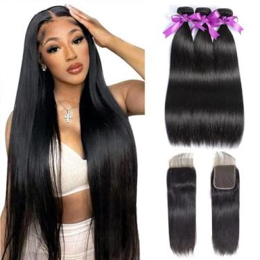 Imagem de Pacotes de cabelo com fecho WOWQUEEN Straight 18 20 22+16