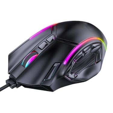 Imagem de Mouse para jogos RGB conectado 12800dpi 12 teclas Macro Botões programáveis ​​Design ergonômico para jogadores de PC Modelo ABS X15 Modelo