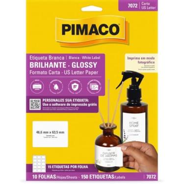 Imagem de Etiqueta Adesiva, Carta, Glossy 46,6mm X 63,5mm 10 Folhas, Pimaco