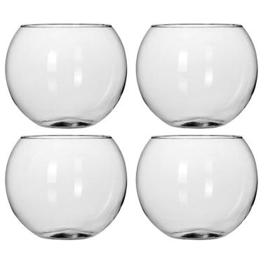 Imagem de Kit 4 Vasos Vidro Redondo Tipo Aquário 1,5 Litros Decoração E Terrários - Mistral