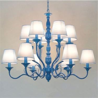 Imagem de Lâmpada Pendente Candelabro Americano Simples Com LED: Modelo Com Personalidade E Criatividade, Adequado Para Sala De Estar, Restaurante, Quarto, Estudo, Villa, Hotel (A luz azul B 12)