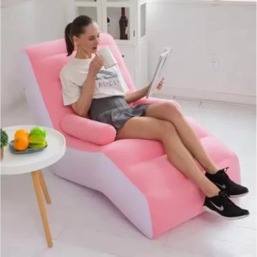 Imagem de Sofá Inflável Portátil com Braços e Apoio – Espaçoso, Confortável e Prático para Sala ou Descanso - ROSA