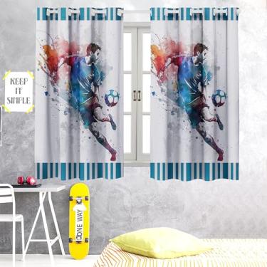 Imagem de Cortina Infantil Estampada, 200 x 150 cm, Poliéster, Decorativa para Quarto, Sala ou Escola (JOGADOR DE FUTEBOL)