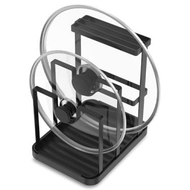 Imagem de Descanso de colher com suporte de tampa, suporte de tampa de panela de aço inoxidável, organizador de tampa de panela para bancada de cozinha, suporte multifuncional para colocar colheres, tampas de