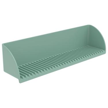 Imagem de Protetor de respingos de banheira para banheira, prateleira de proteção contra respingos de água de pia de silicone com 4 ventosas, organizador de brinquedos de banho para crianças, suporte de bandeja