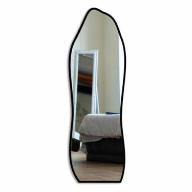 Imagem de Espelho Decorativo Orgânico Lapidado Corpo Inteiro com Fundo Mdf 12mm Laqueado - 54x164cm Cor:PRETO;Tamanho:54x164 CM