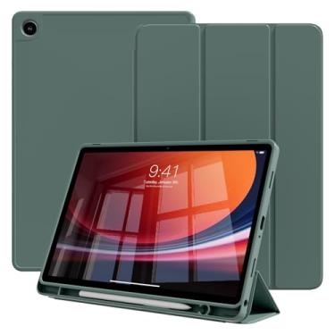 Imagem de KVTVOU Capa para Samsung Galaxy Tab A9+/A9 Plus 28 cm 2023 (SM-X210/X216/X218) com suporte para lápis, capa protetora inteligente fina com três dobras e parte traseira de TPU macio, despertar/hibernar