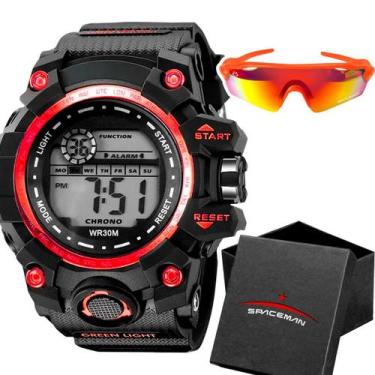 Imagem de Relogio Digital Prova Dagua Masculino + Oculos Sol + Caixa Grande Pres