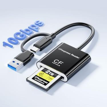 Imagem de Leitor de cartão CFExpress tipo B com USB 3.2 (geração 2) 10 Gbps, USB-C e USB-A 2 em 1 tipo B CFexpress adaptador, leitor de cartão tipo B CF Express compatível com Windows/Mac/Linux/Android (não
