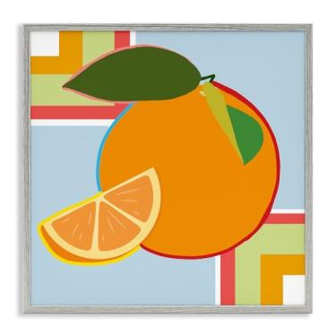 Imagem de Stupell Industries Arte giclée emoldurada cinza laranja geométrica, design de Daniela Santiago, 43 x 43 cm