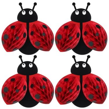 Imagem de Amyhill 4 Pcs Ladybug Party Decorations Supplies 12 Inch Ladybug Honeycomb Centerpiece Birthday Party Decorations 3D Bug Decor Hanging Bug for Birthday Baby Shower Supplies