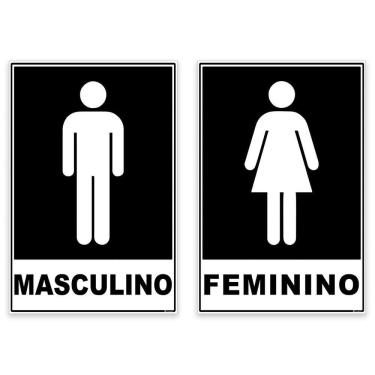 Imagem de Kit 2 Placas Banheiro Masculino E Feminino Sanitário 20X15Cm