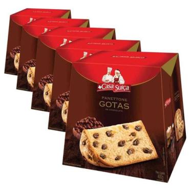Imagem de 5 Panetones Casa Suíça, Chocotone 400G, Chocolate