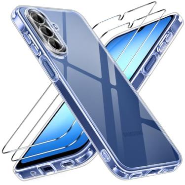 Imagem de ivoler Capa 3 em 1 para Samsung Galaxy A17 4G/5G com 2 peças de vidro temperado, [proteção militar] Capa protetora transparente antichoque - transparente