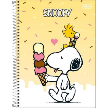 Imagem de Tilibra - Caderno Espiral Capa Dura Universitário 1 Matéria Snoopy Fit 80 Folhas - Capa Amarela Snoopy Sorvete