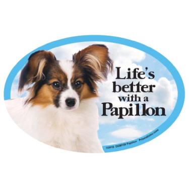 Imagem de Prismatix Decalque Ímãs para cães de estimação, Papillon - Life's Better with a Papillon - Adesivo de ímã de carro ou geladeira forte durável com cores brilhantes, ótimo presente para mãe ou pai de