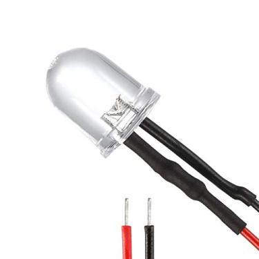 Imagem de uxcell 18 peças de LED pré-fio de 10 mm, lente transparente vermelha DC3-6V, diodos emissores de luz