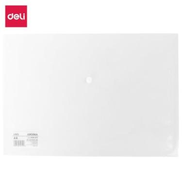Imagem de Kit de Pastas Envelope, Deli, A4, Transparente, 0,1 2mm, com Botão, Pacote com 12