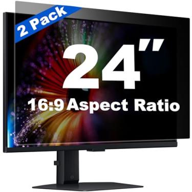 Imagem de Twugs Escudo de tela de privacidade de computador de 24 polegadas [pacote com 2] – Compatível com monitores de mesa widescreen 16:9, antiespião, antirreflexo, anti-luz azul, filtro de proteção HD