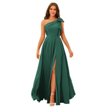 Imagem de Vestido de dama de honra BITALY Satin A Line com laço de pavão