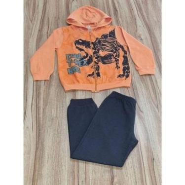 Imagem de Conjunto Infantil Masculino Inverno Dinossauro 8 Laranjado-Masculino