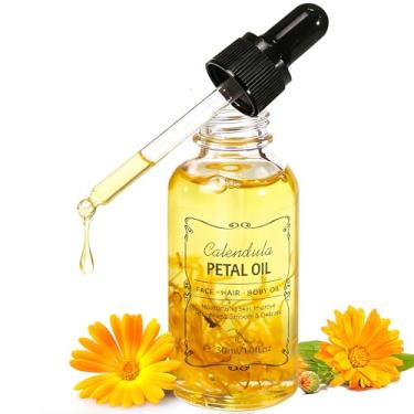 Imagem de Óleo essencial de calêndula com pétala de flor, semente de girassol, óleos de massagem naturais de azeitona para unhas, cabelo, corpo, óleo hidratante facial para cuidados com a pele, soro, tratamento