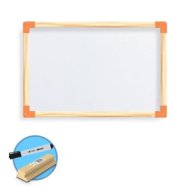 Imagem de Kit lousa quadro branco 40 x 60 escolar + caneta + apagador - CARIMBRÁ